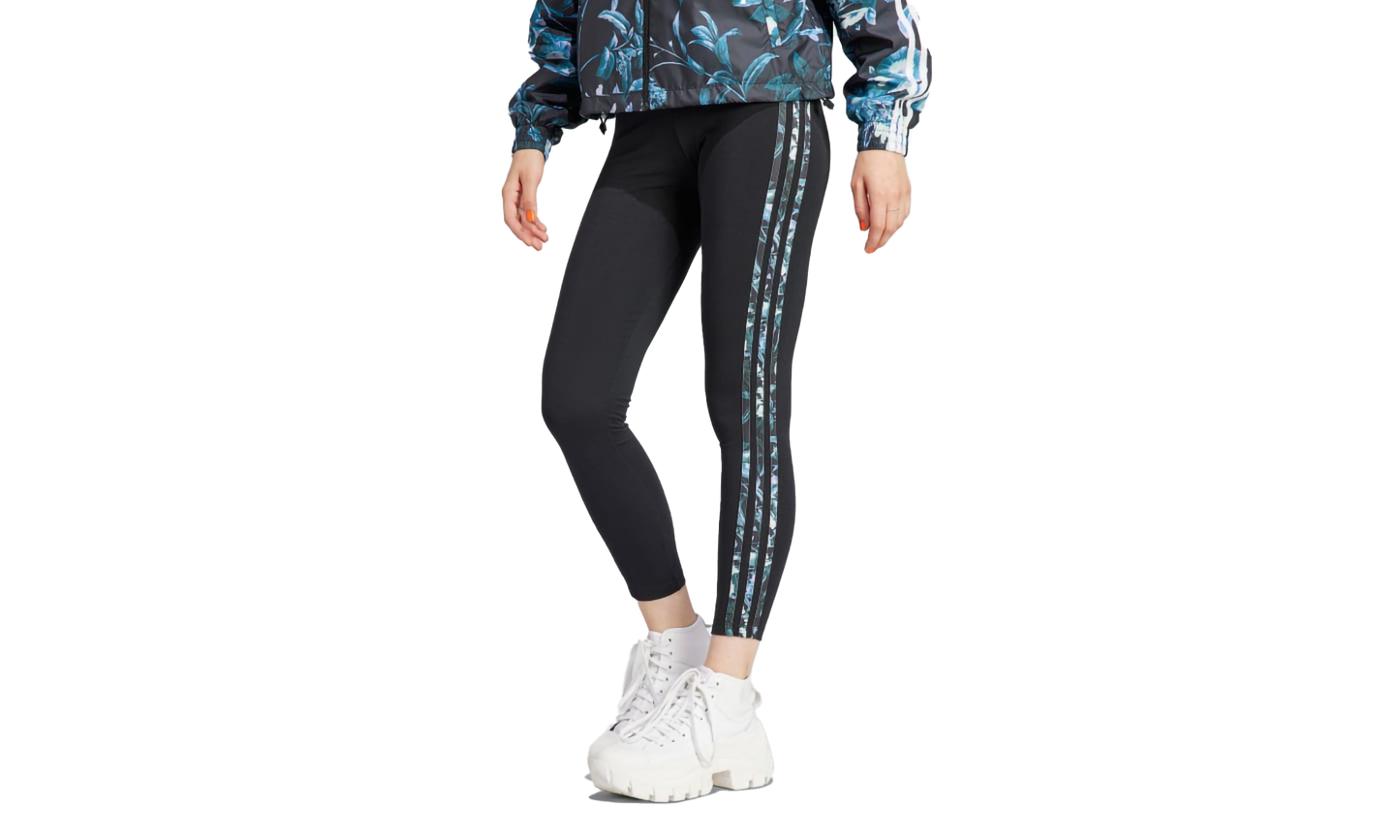 Wo 3 STRIPE FLORAL LEGGINGS "Black" II3192