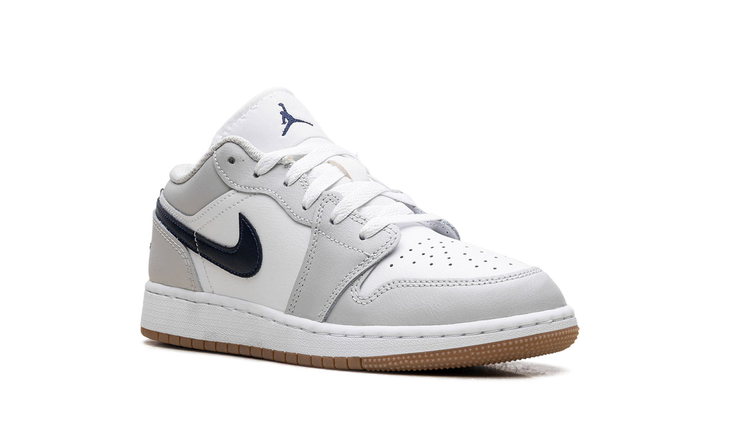 Jordan 1 Low GS "White Neutral Grey Gum Midnight Navy" 553560 146