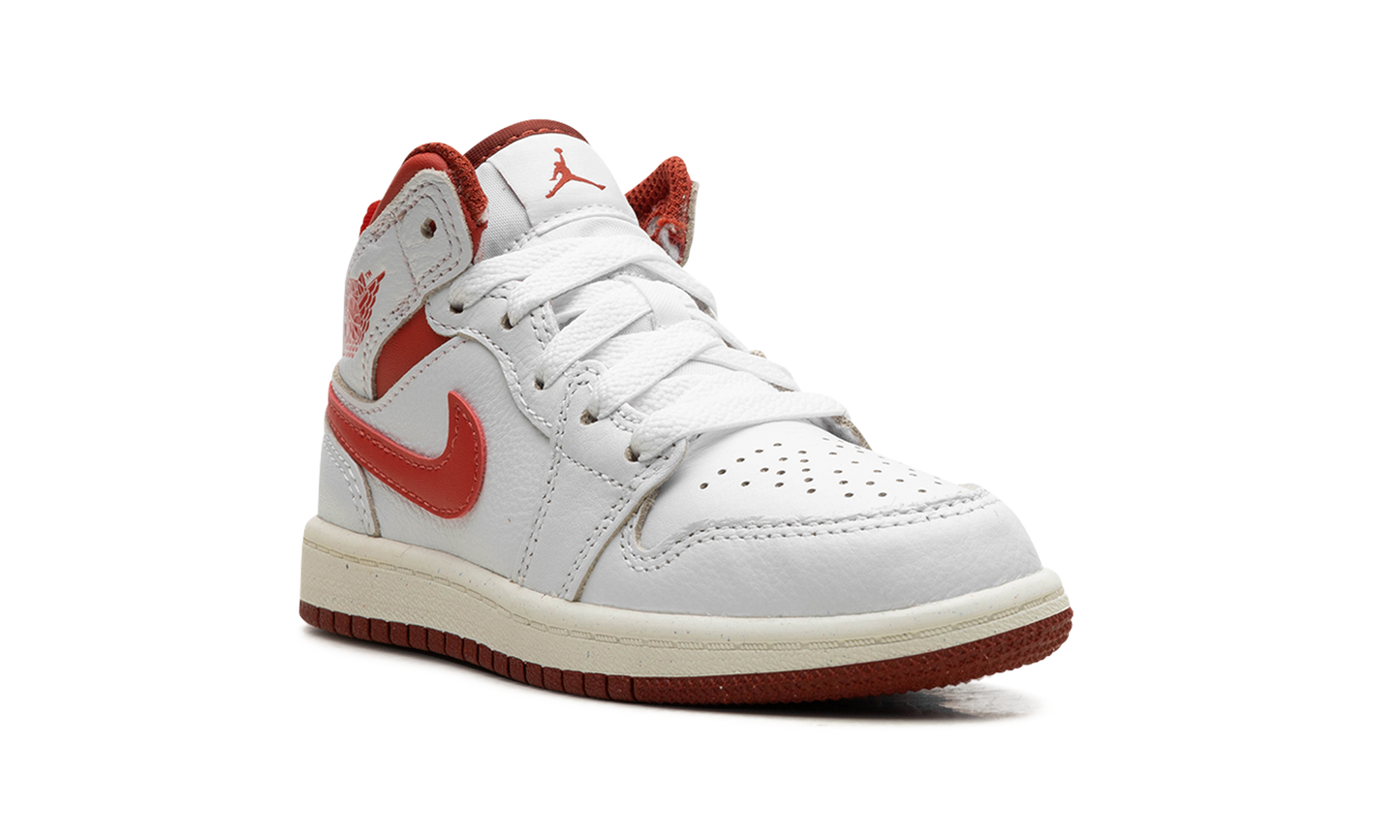 Air Jordan 1 Mid SE PS "White / Dune Red" FJ3467 160
