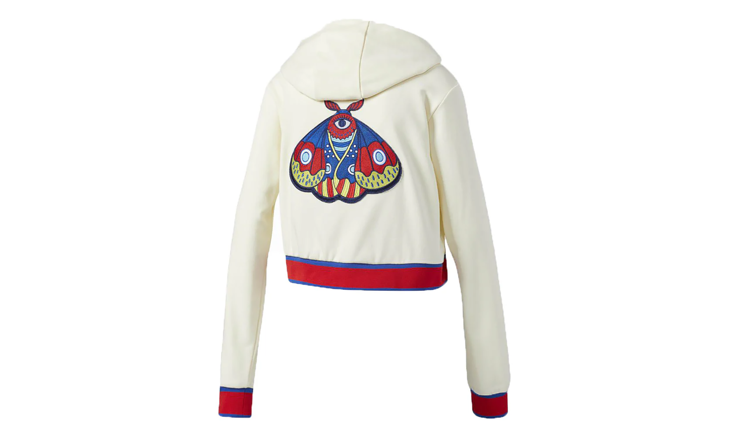 Embellished Arts Cropped Hoodie "Cream White" CV9437