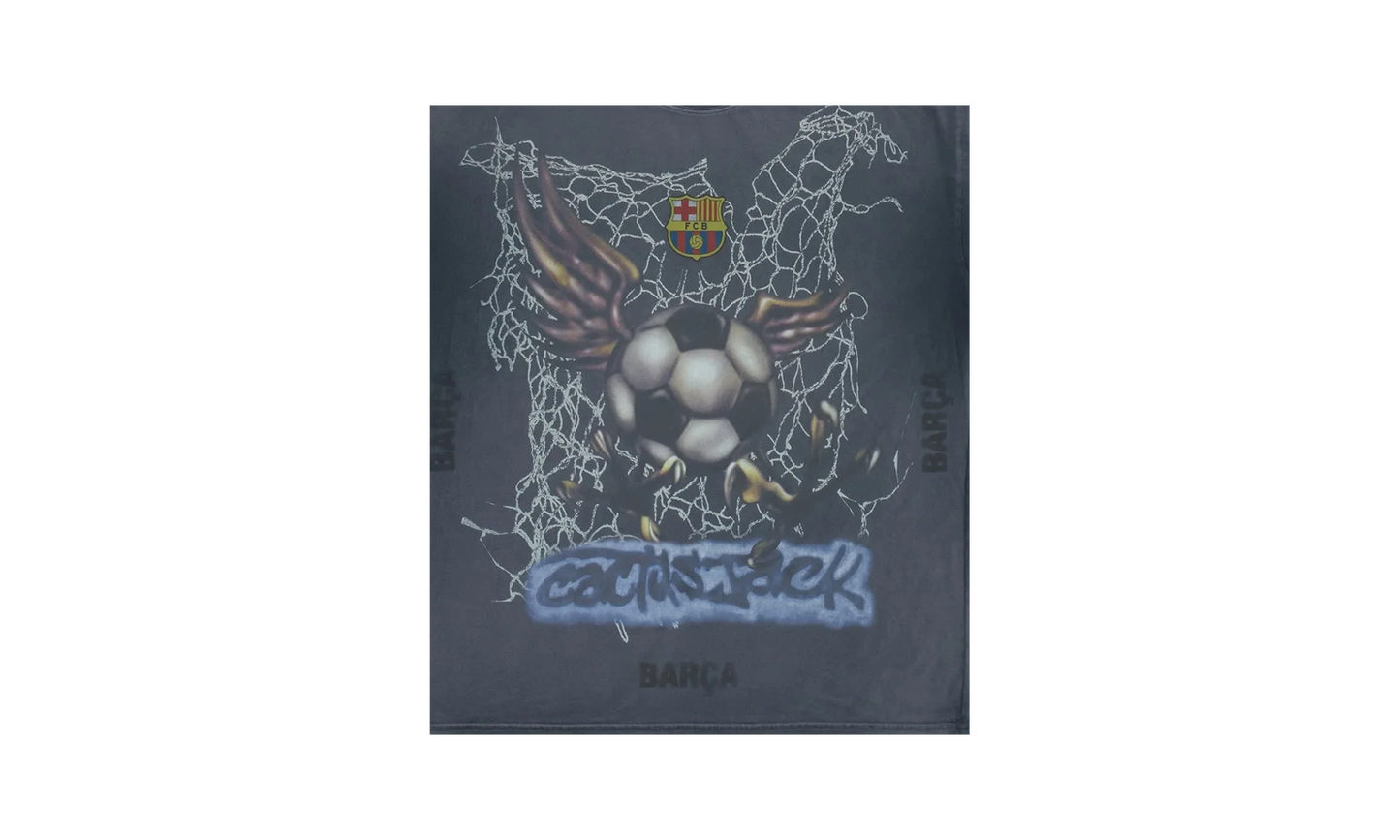 FC Barcelona Washed Spray Logo Tee "Cactus Jack - Washed Black" CPFM14