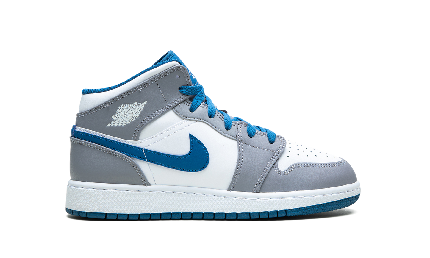 Air Jordan 1 Mid GS "Cement / True Blue" DQ8423 014