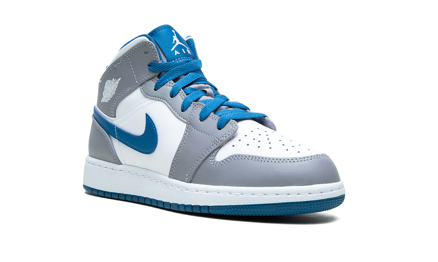 Air Jordan 1 Mid GS "Cement / True Blue" DQ8423 014