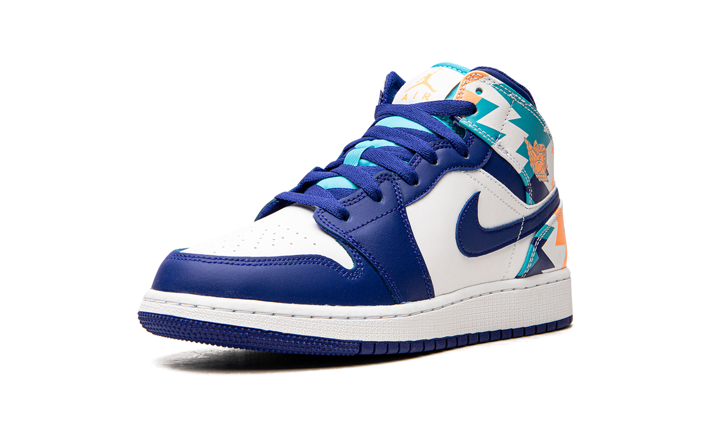 Air Jordan 1 Mid GS "Geometric Print" 555112 105