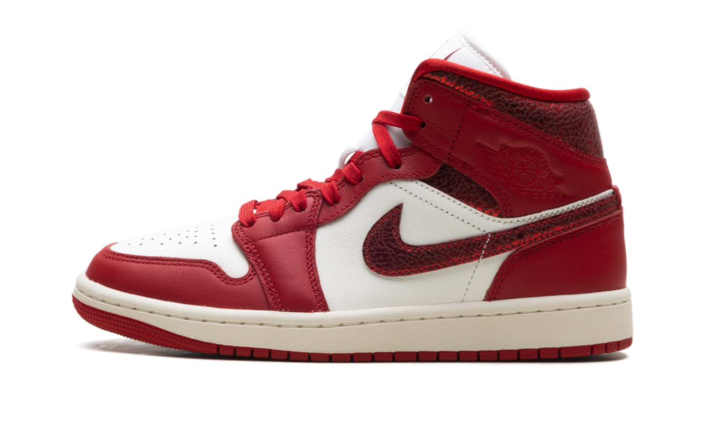 Air Jordan 1 Mid WMNS "Red Cracked Leather" HJ9337 106