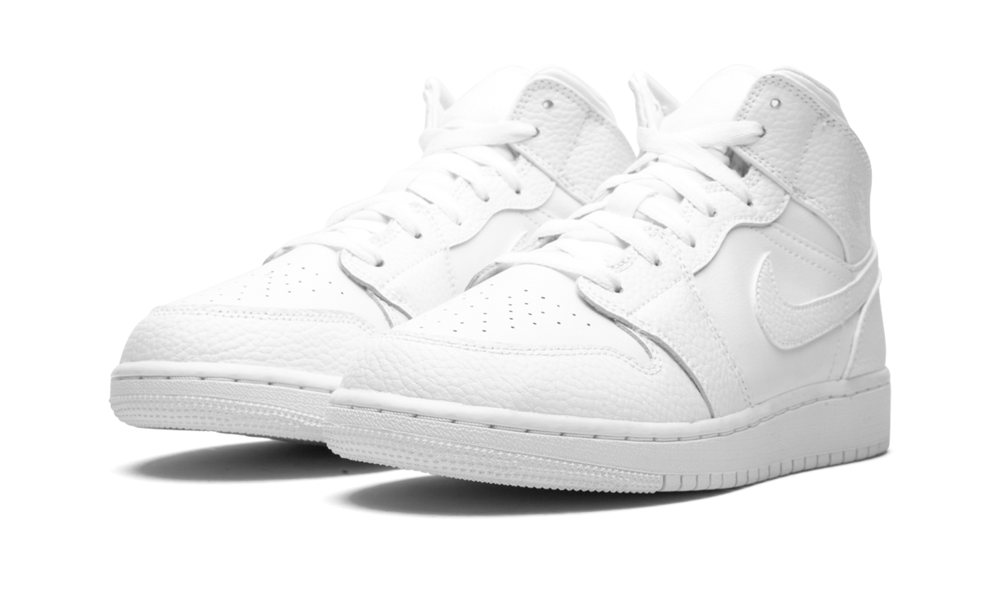 Air Jordan 1 Mid GS "Triple White" 554725 130