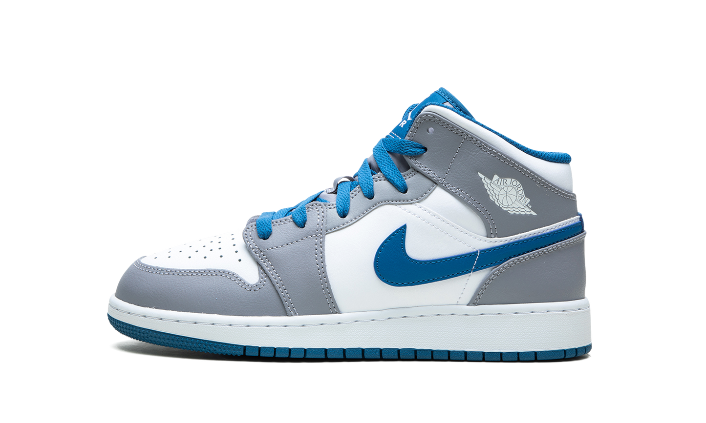 Air Jordan 1 Mid GS "Cement / True Blue" DQ8423 014