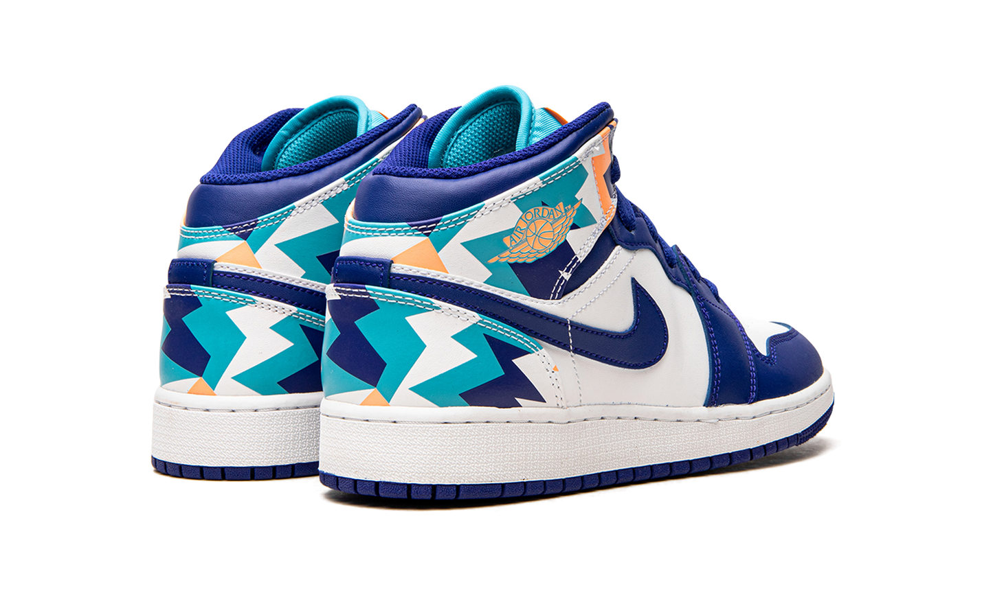 Air Jordan 1 Mid GS "Geometric Print" 555112 105