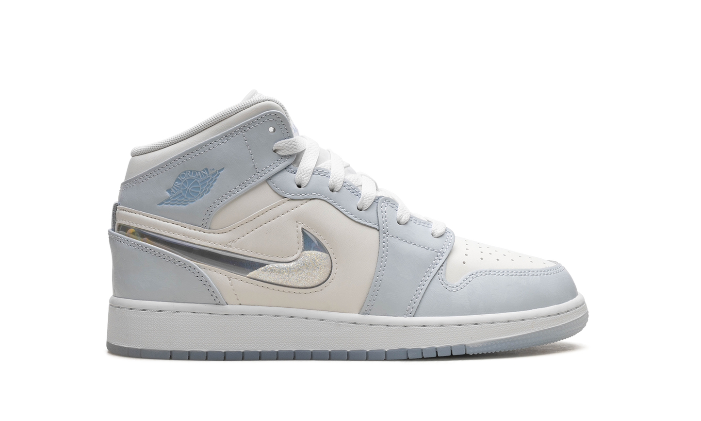 AIR JORDAN 1 MID SE GS "GLITTER SWOOSH" FQ9117 400