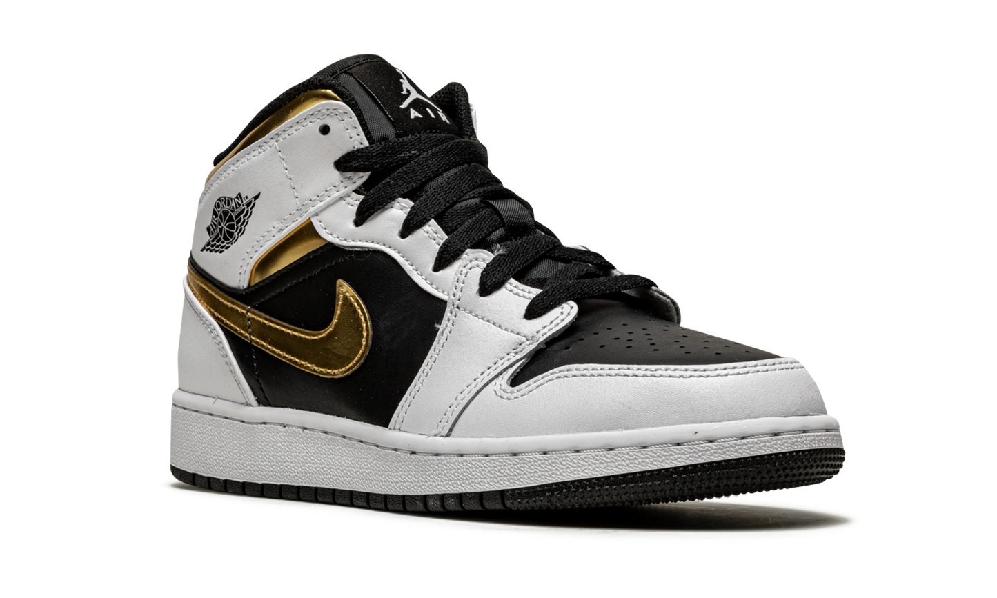 Air Jordan 1 Mid GS "White / Gold / Black" 554725 190