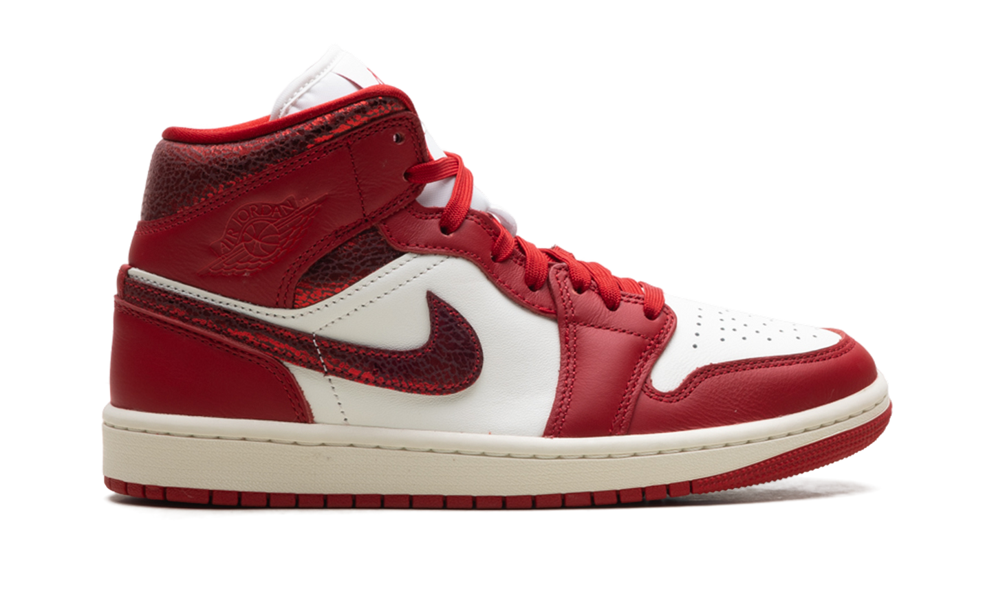 Air Jordan 1 Mid WMNS "Red Cracked Leather" HJ9337 106