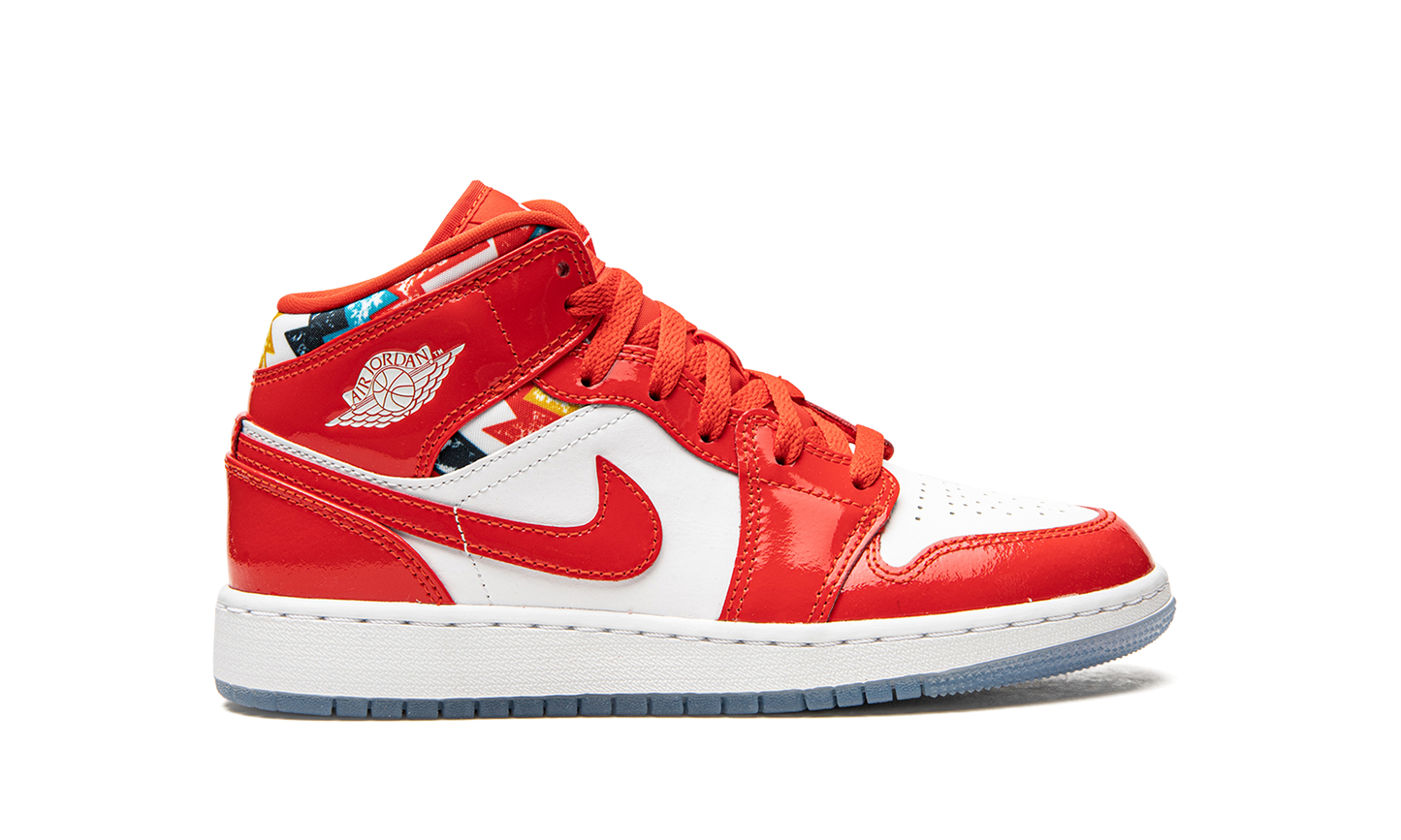 Air Jordan 1 Mid SE GS "Barcelona Sweater Red Patent" DC7248 600