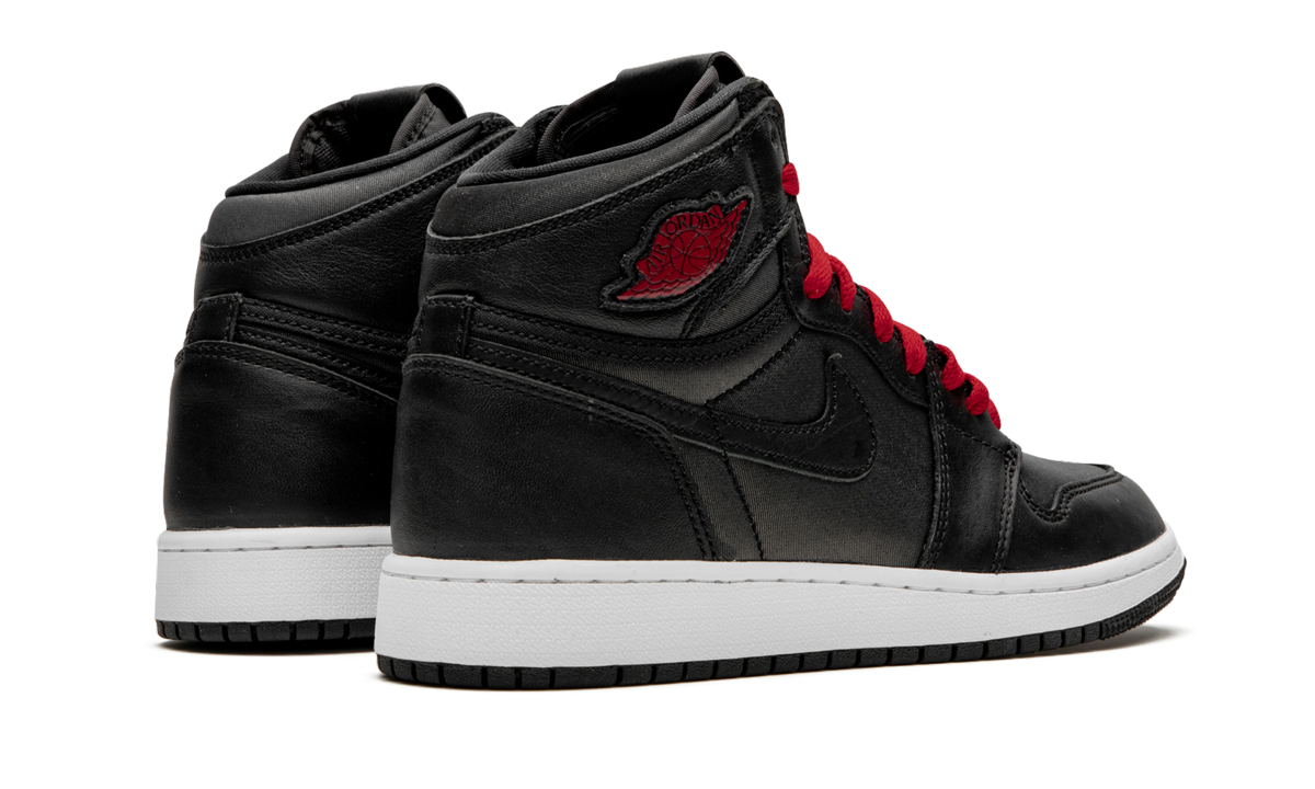 Air Jordan 1 High Retro GS "Black Satin/Gym Red" 575441 060