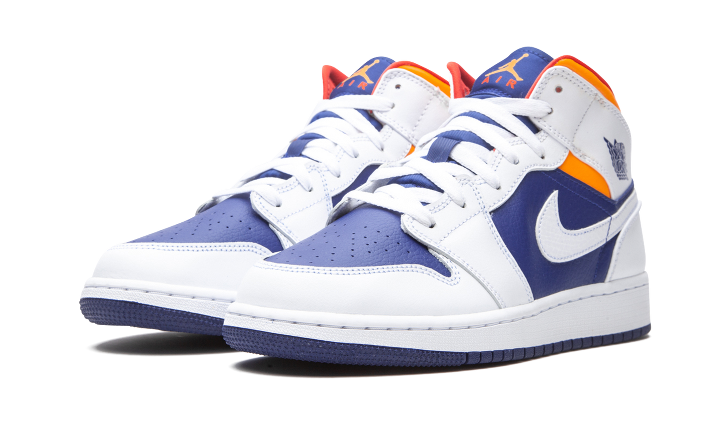 Air Jordan 1 Mid GS "White Deep Royal Blue" 554725 131