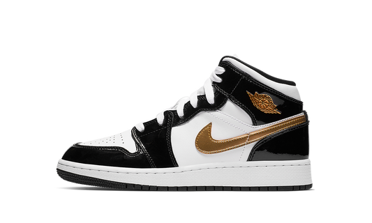 Air Jordan 1 Mid SE GS "Black Gold Patent Leather" BQ6931 007