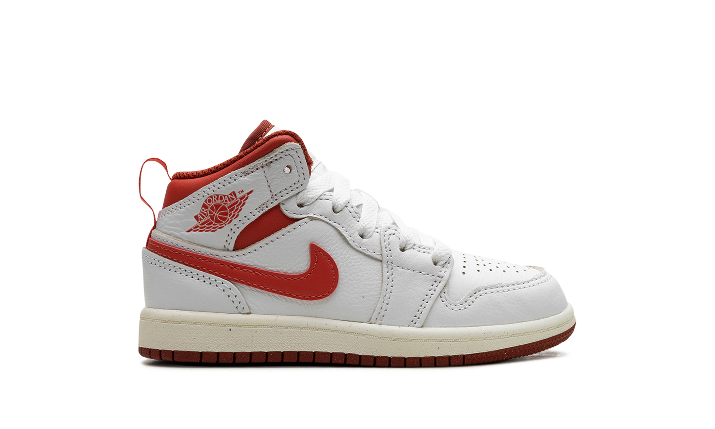 Air Jordan 1 Mid SE PS "White / Dune Red" FJ3467 160