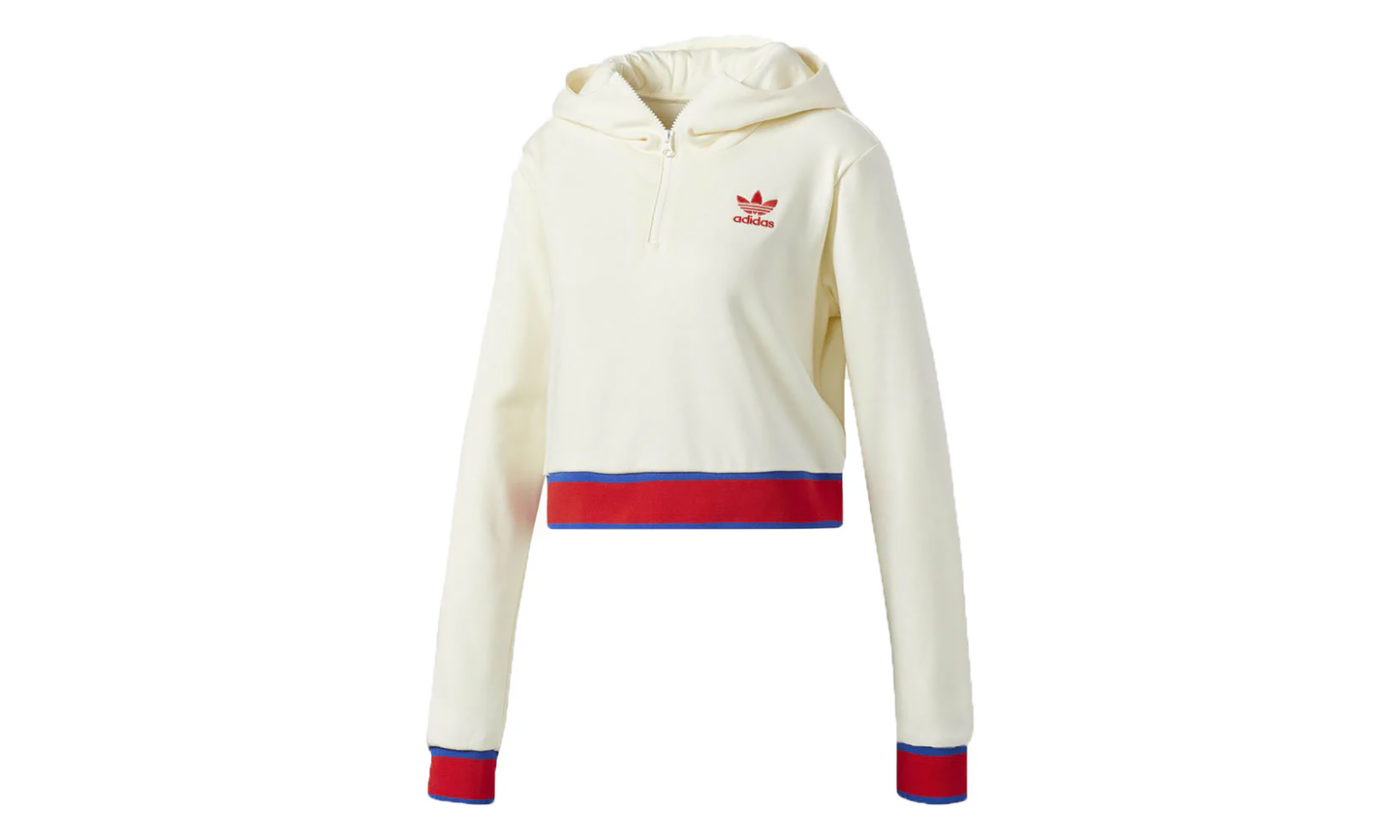 Embellished Arts Cropped Hoodie "Cream White" CV9437