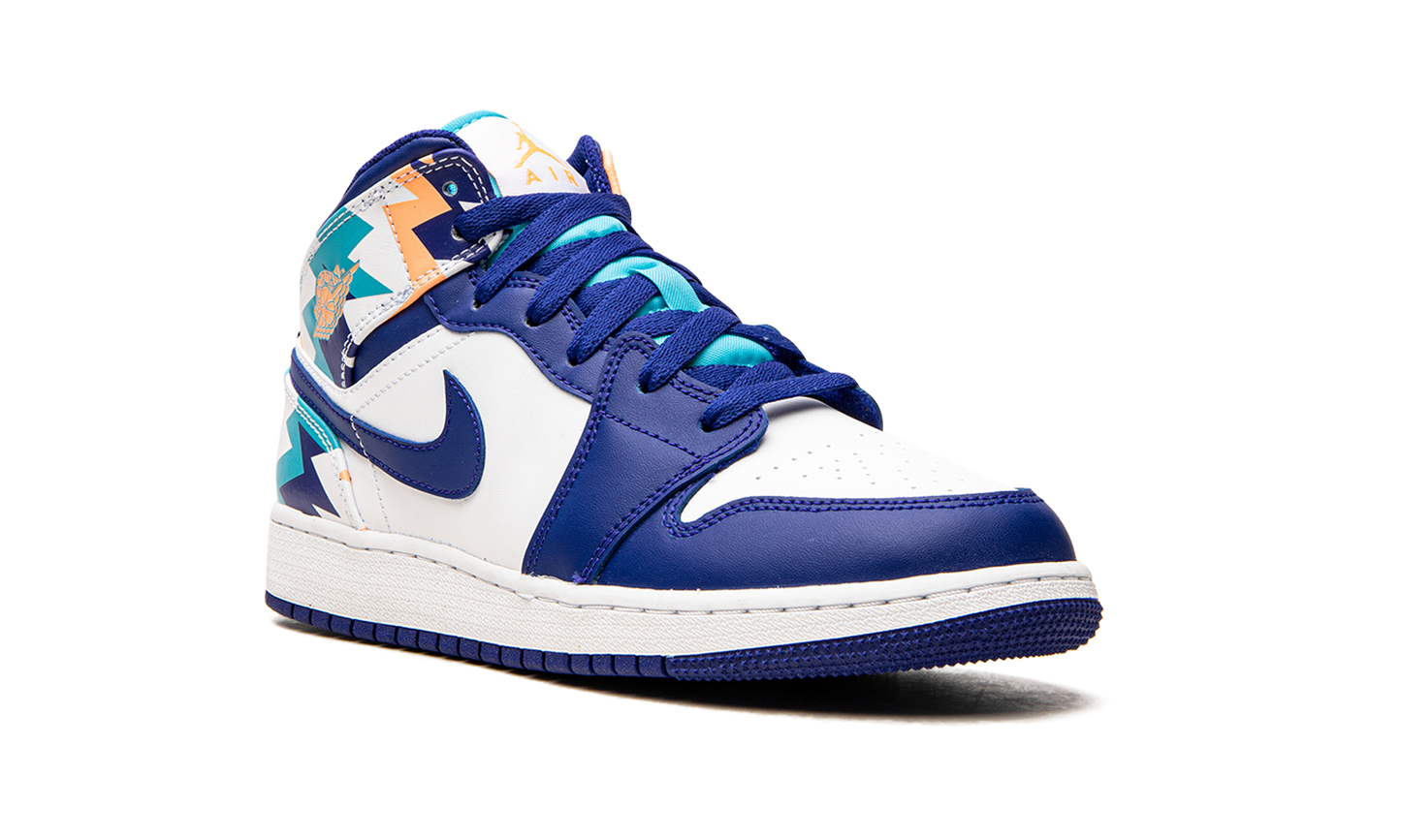 Air Jordan 1 Mid GS "Geometric Print" 555112 105