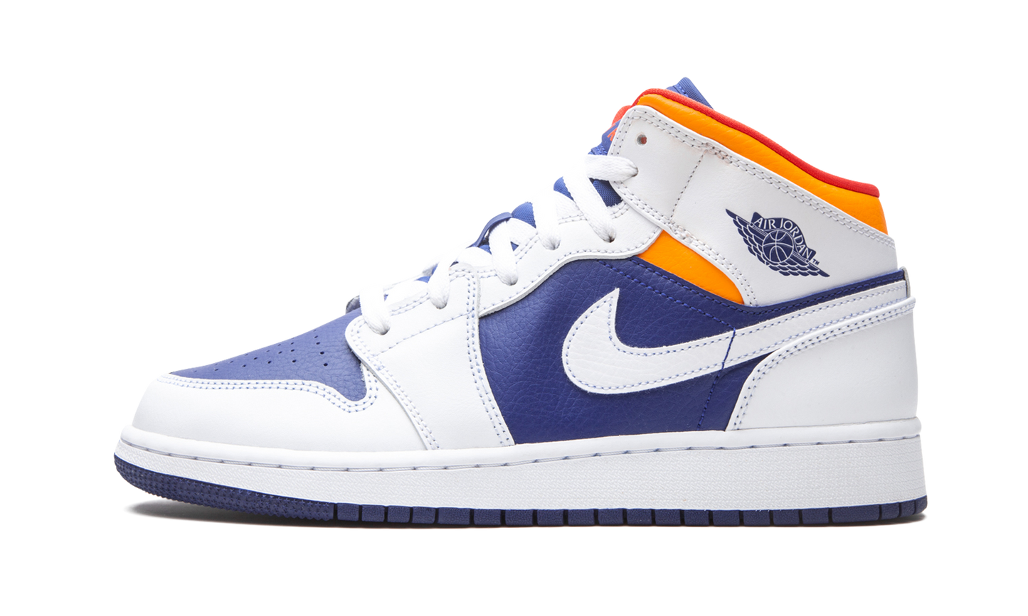 Air Jordan 1 Mid GS "White Deep Royal Blue" 554725 131