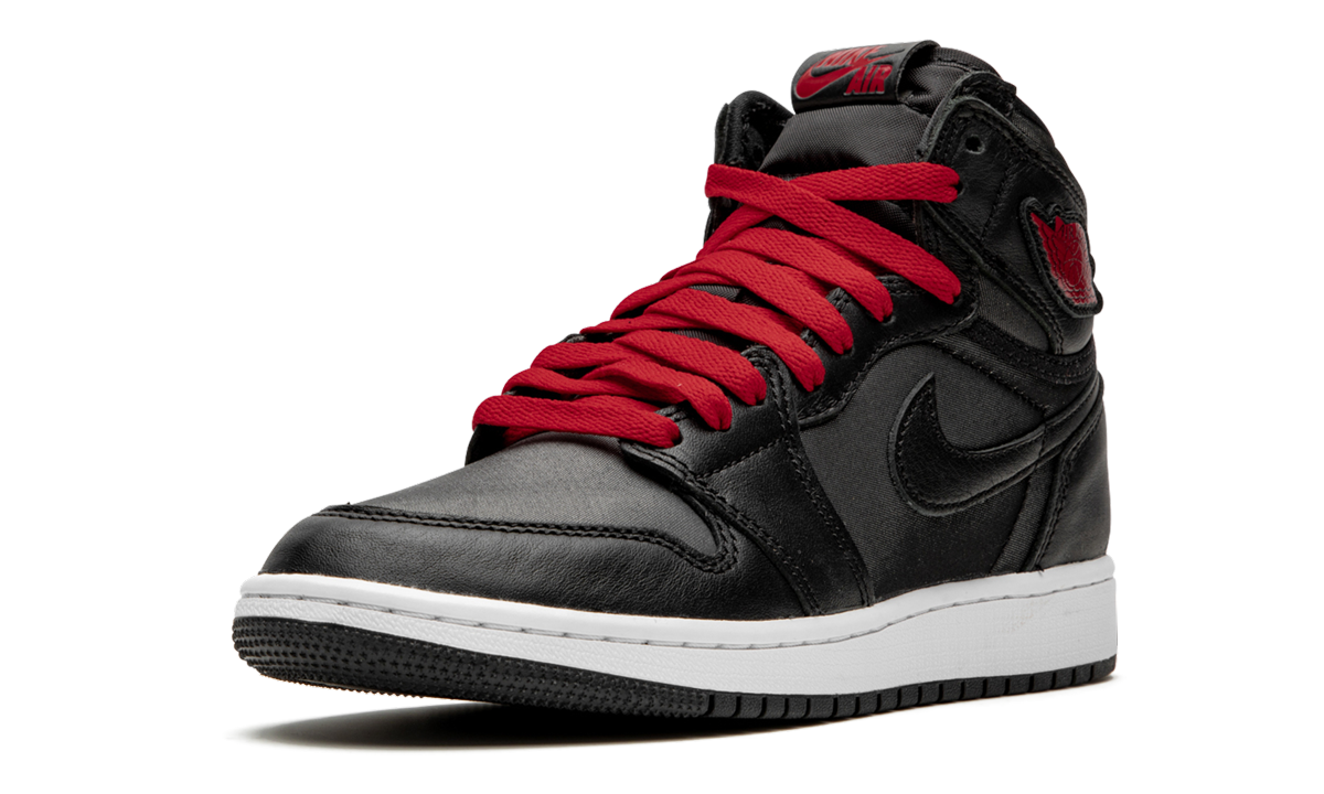 Air Jordan 1 High Retro GS "Black Satin/Gym Red" 575441 060