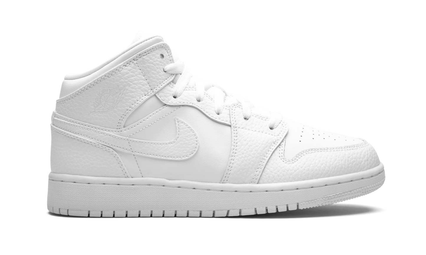 Air Jordan 1 Mid GS "Triple White" 554725 130