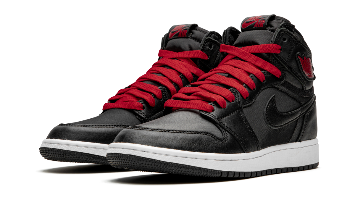 Air Jordan 1 High Retro GS "Black Satin/Gym Red" 575441 060