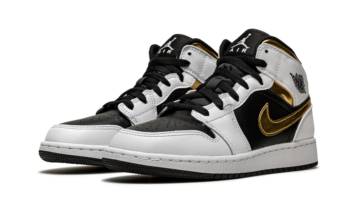 Air Jordan 1 Mid GS "White / Gold / Black" 554725 190