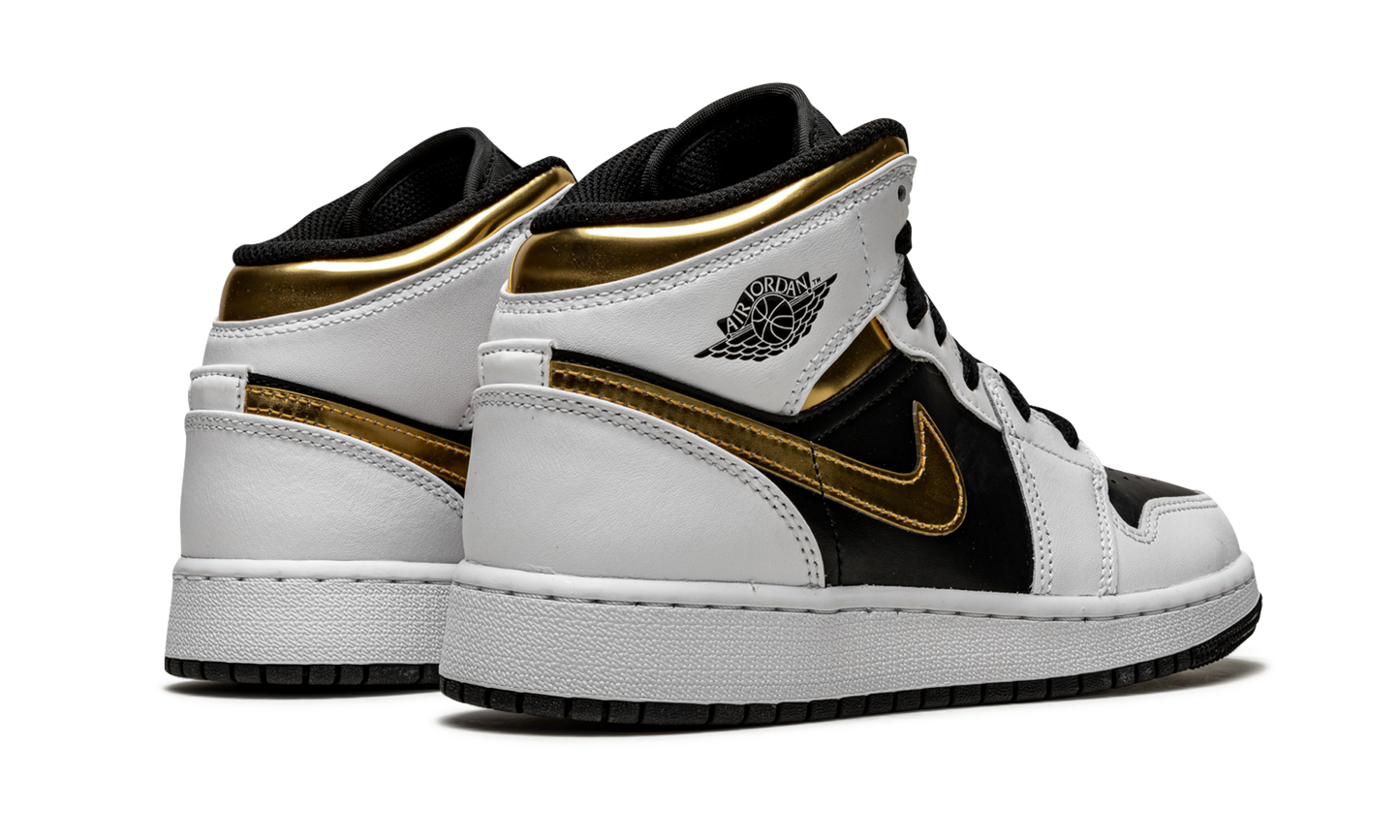 Air Jordan 1 Mid GS "White / Gold / Black" 554725 190