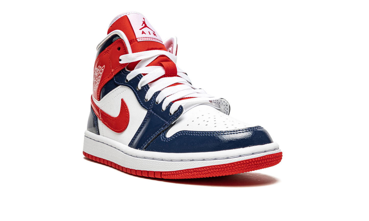 AIR JORDAN 1 MID WMNS "Patent Leather Navy / White / Red" DJ5984 400