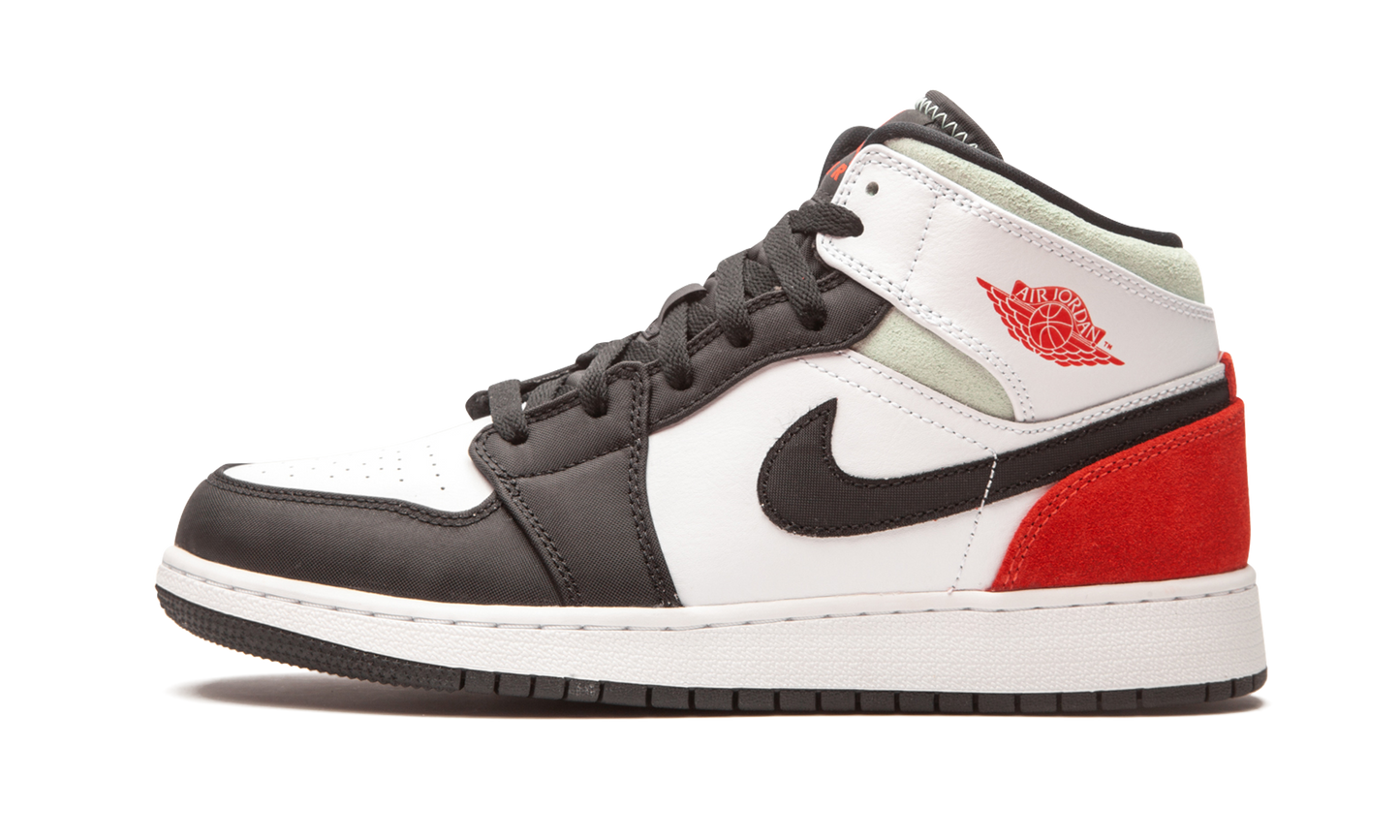 Air Jordan 1 Mid SE GS "Red / Grey / Black Toe" BQ6931 100