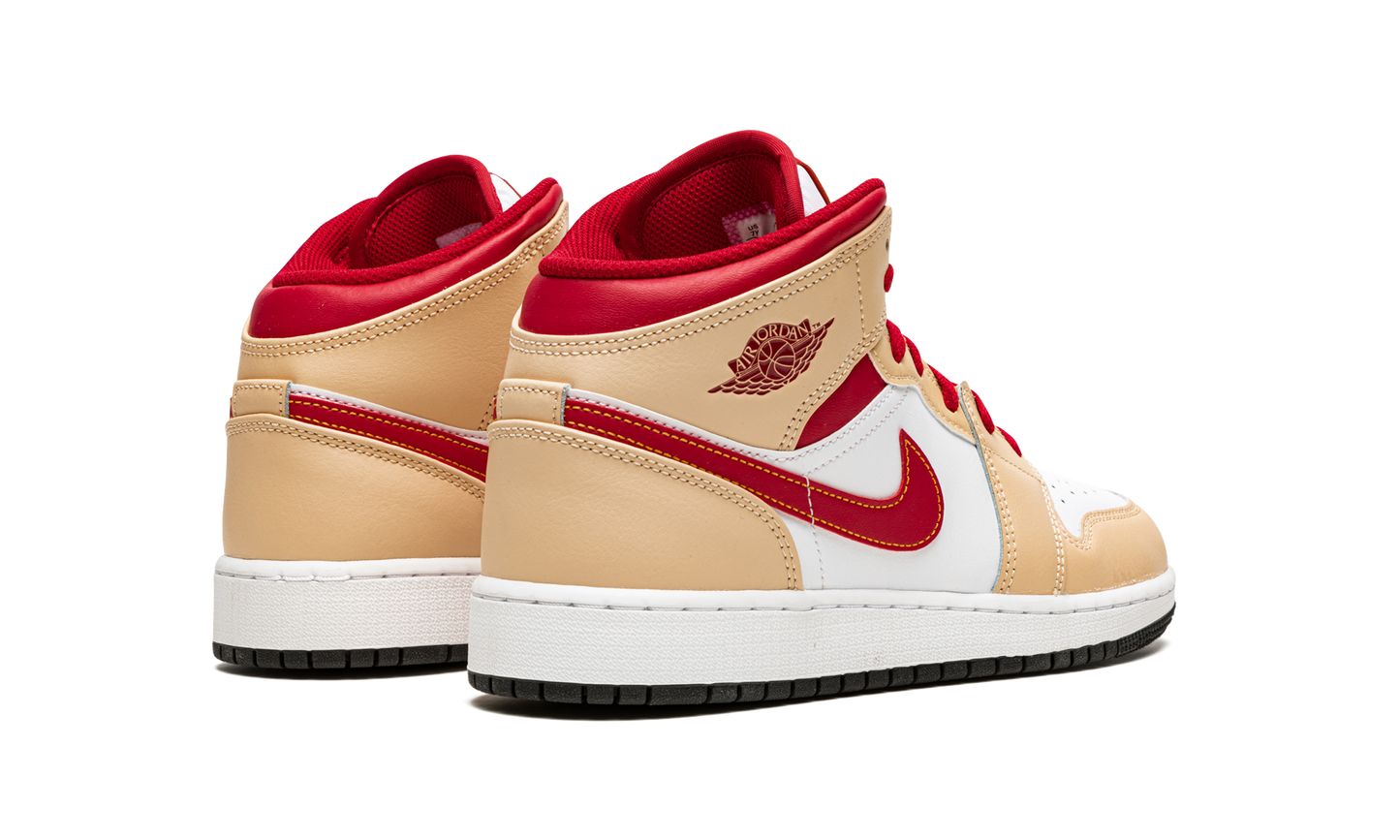 Air Jordan 1 Mid GS "Beige / Red" 554725 201