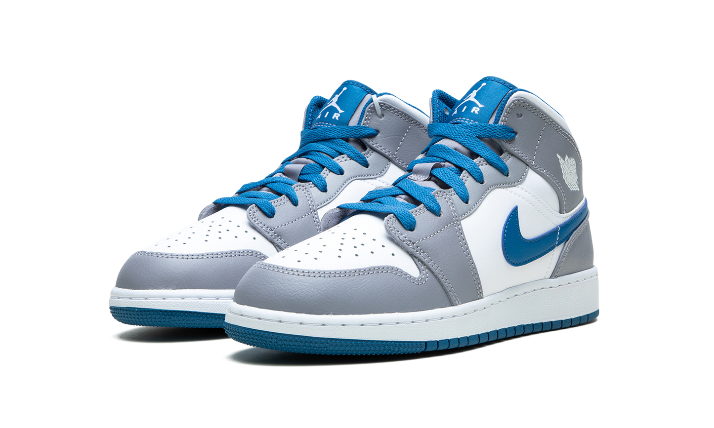 Air Jordan 1 Mid GS "Cement / True Blue" DQ8423 014