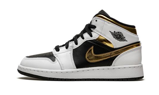Air Jordan 1 Mid GS "White / Gold / Black" 554725 190