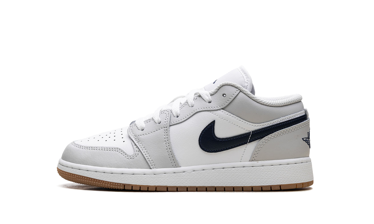Jordan 1 Low GS "White Neutral Grey Gum Midnight Navy" 553560 146