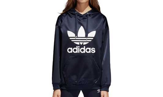 Trefoil Satin Pullover Hoodie "Legend Ink / White" BP9406