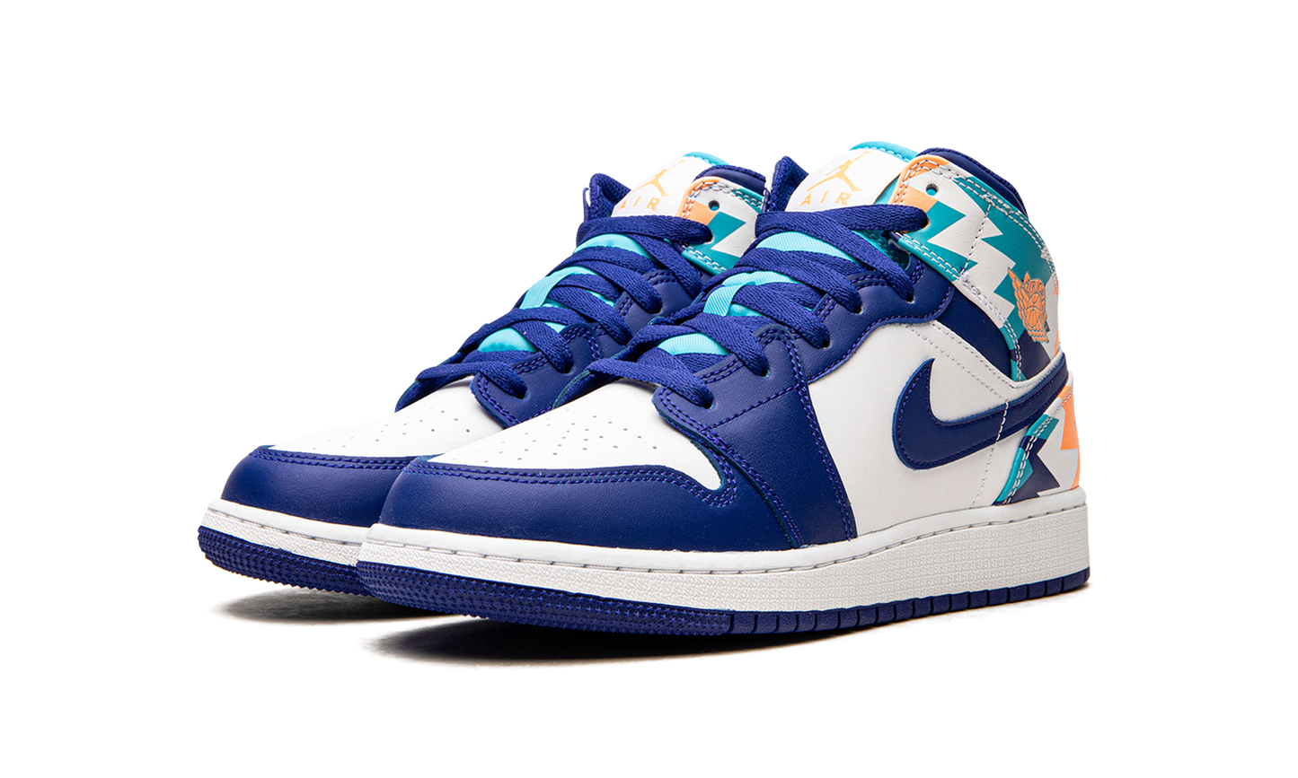 Air Jordan 1 Mid GS "Geometric Print" 555112 105