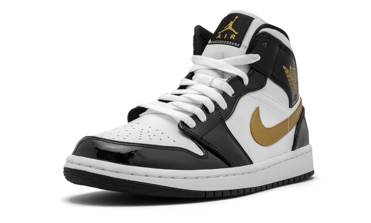 Air Jordan 1 Mid SE "Black Gold Patent Leather" 852542 007