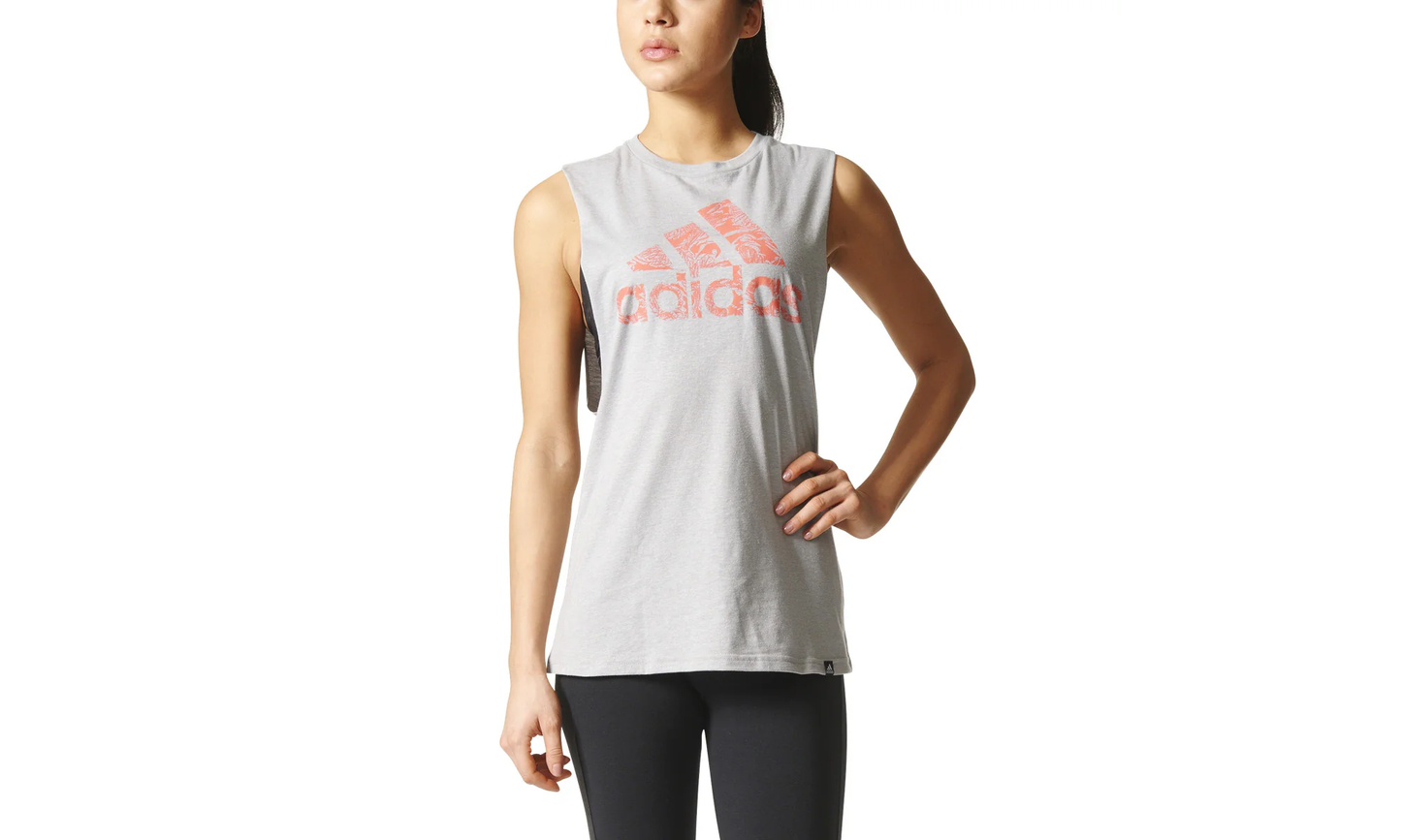 Graphic Athletic Tank Top "Medium Grey Heather / Coral" BR3028