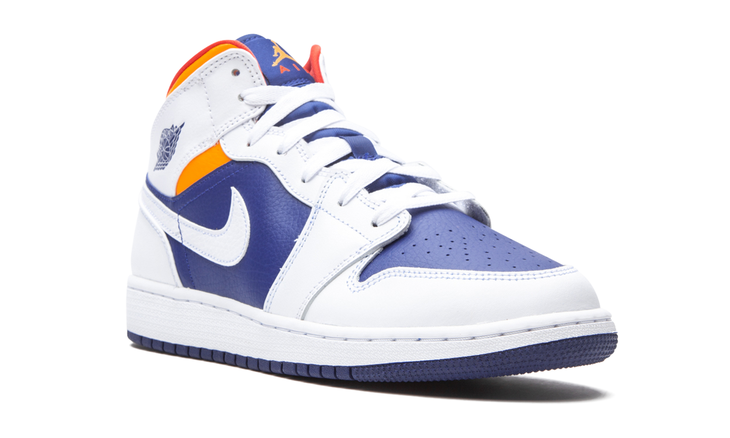 Air Jordan 1 Mid GS "White Deep Royal Blue" 554725 131