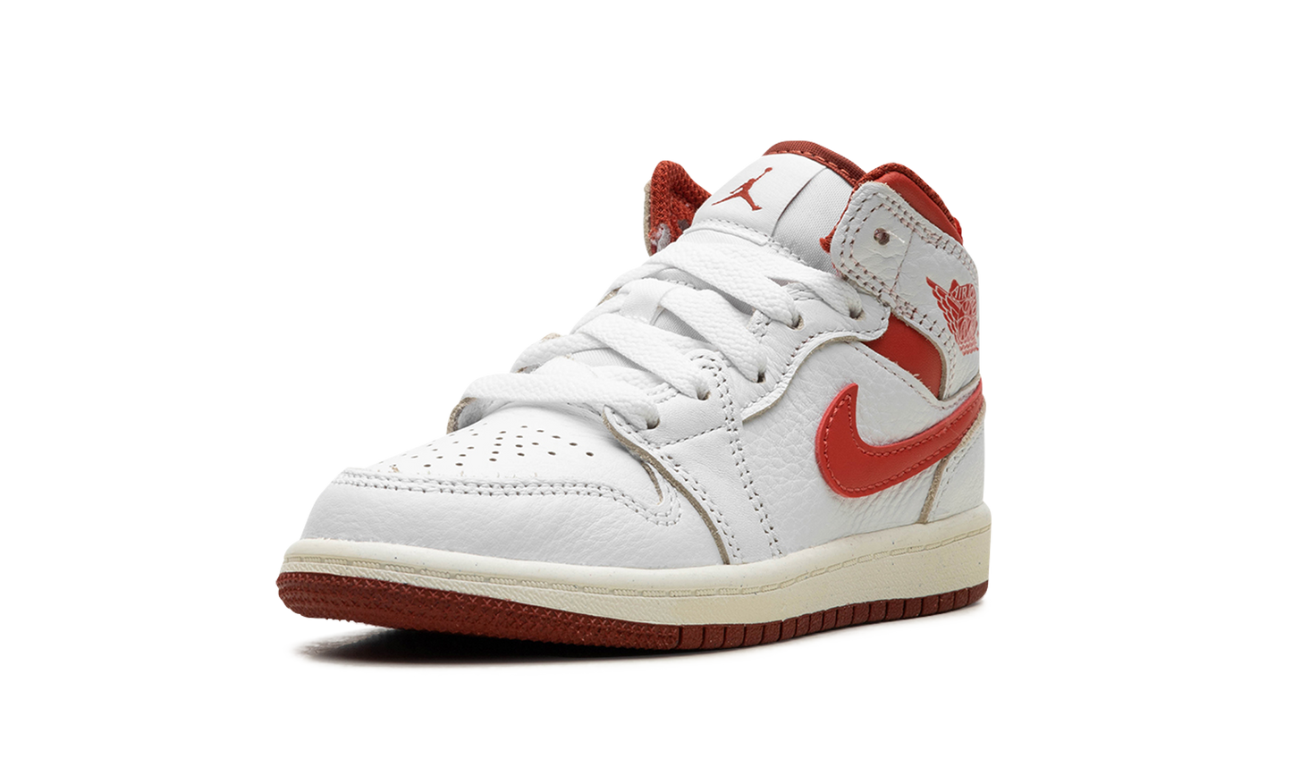 Air Jordan 1 Mid SE PS "White / Dune Red" FJ3467 160