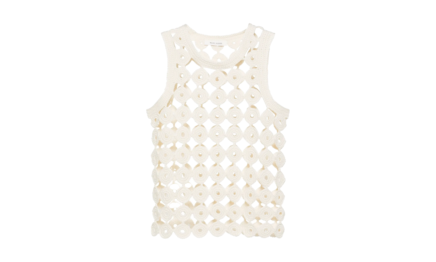 Stanza Knit Crochet Vest "Beige" WS24KN37CO18099