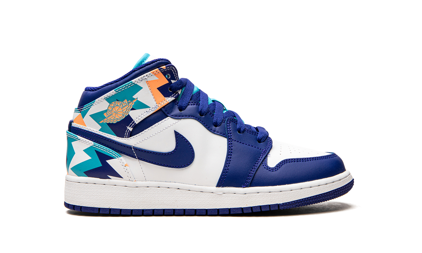 Air Jordan 1 Mid GS "Geometric Print" 555112 105