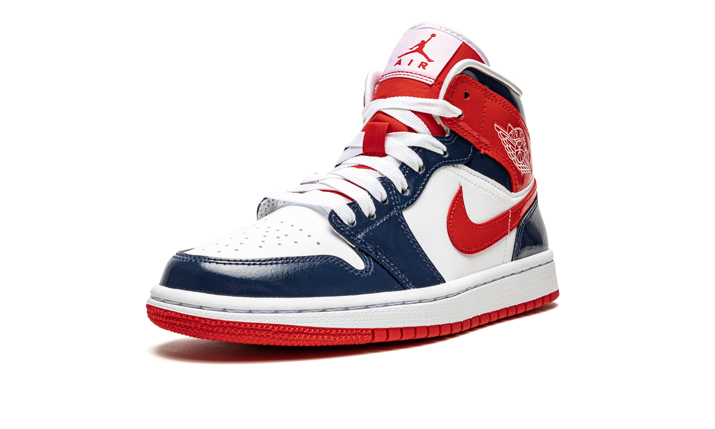 AIR JORDAN 1 MID WMNS "Patent Leather Navy / White / Red" DJ5984 400