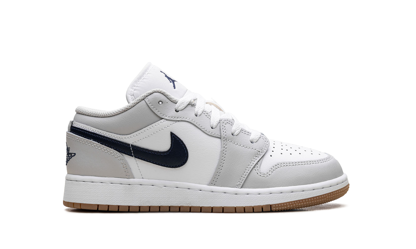 Jordan 1 Low GS "White Neutral Grey Gum Midnight Navy" 553560 146