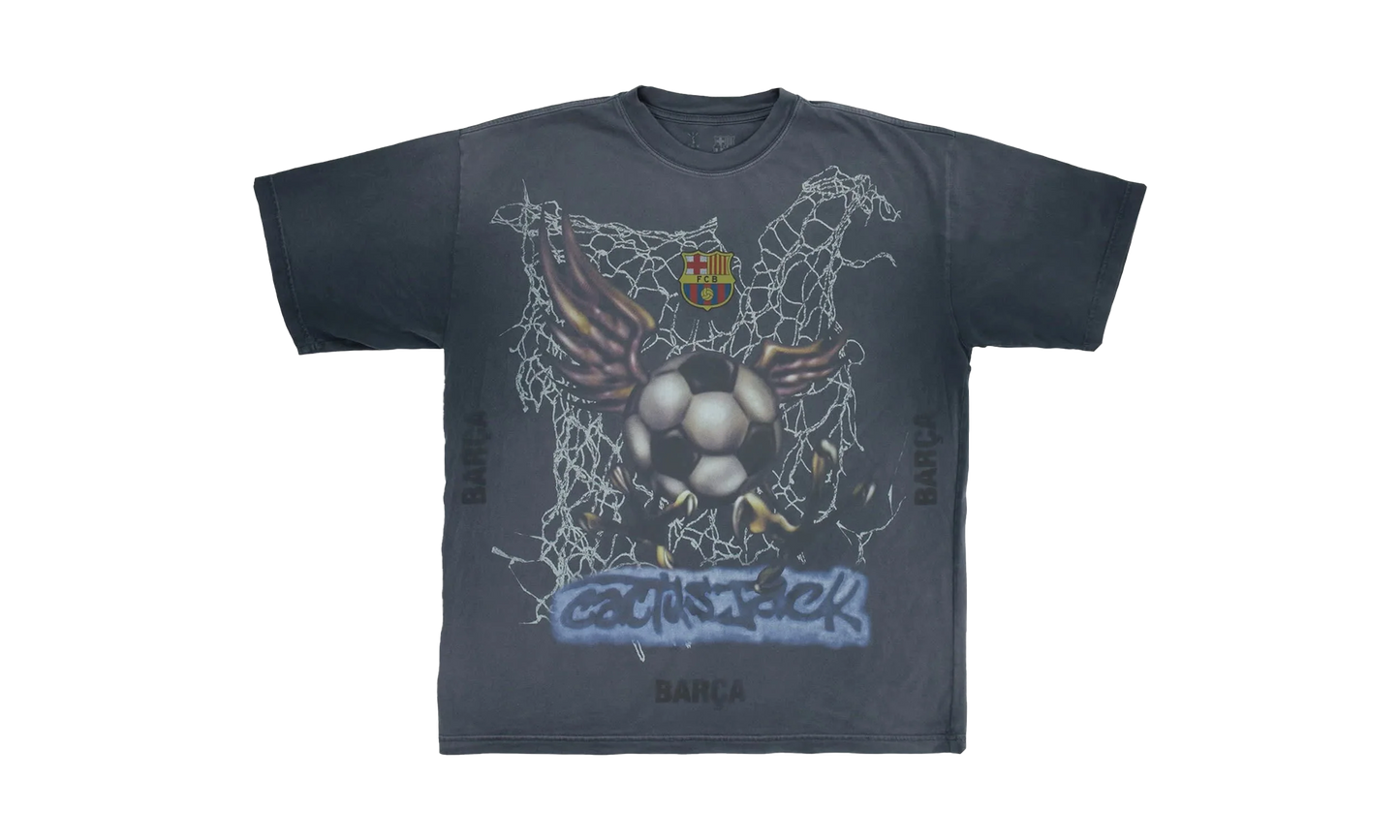 FC Barcelona Washed Spray Logo Tee "Cactus Jack - Washed Black" CPFM14