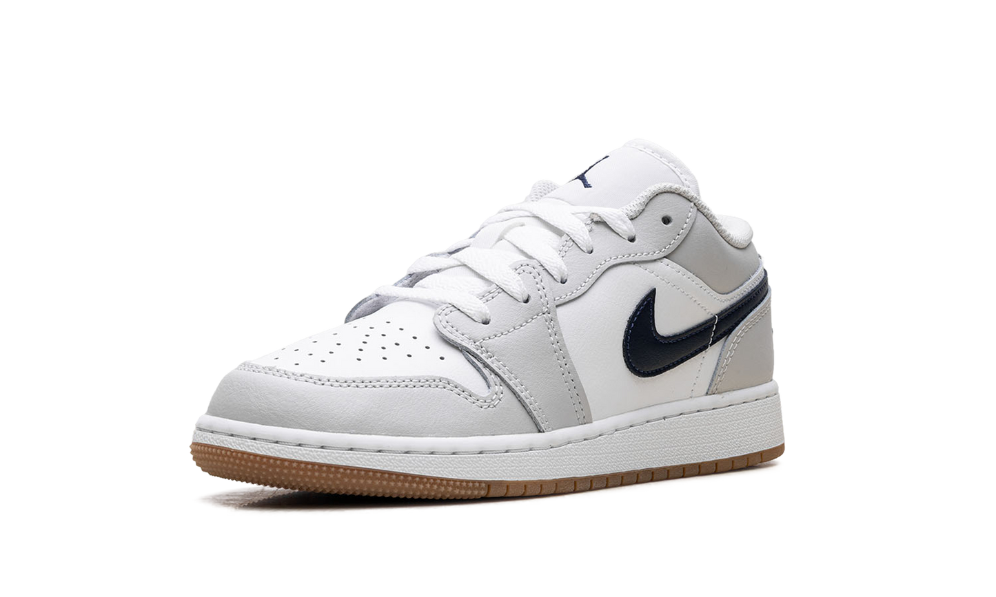 Jordan 1 Low GS "White Neutral Grey Gum Midnight Navy" 553560 146