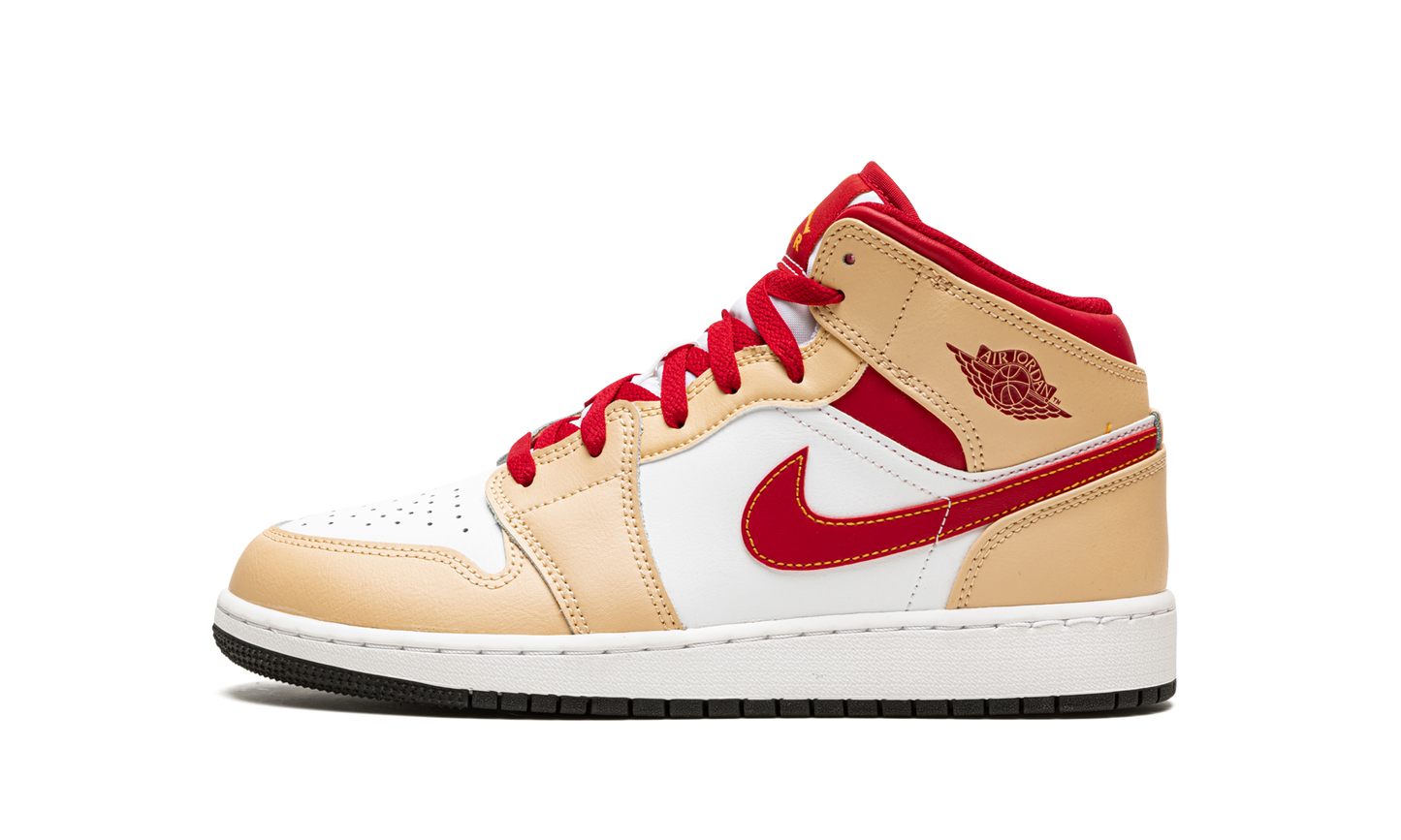 Air Jordan 1 Mid GS "Beige / Red" 554725 201