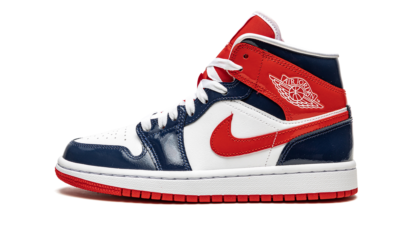 AIR JORDAN 1 MID WMNS "Patent Leather Navy / White / Red" DJ5984 400