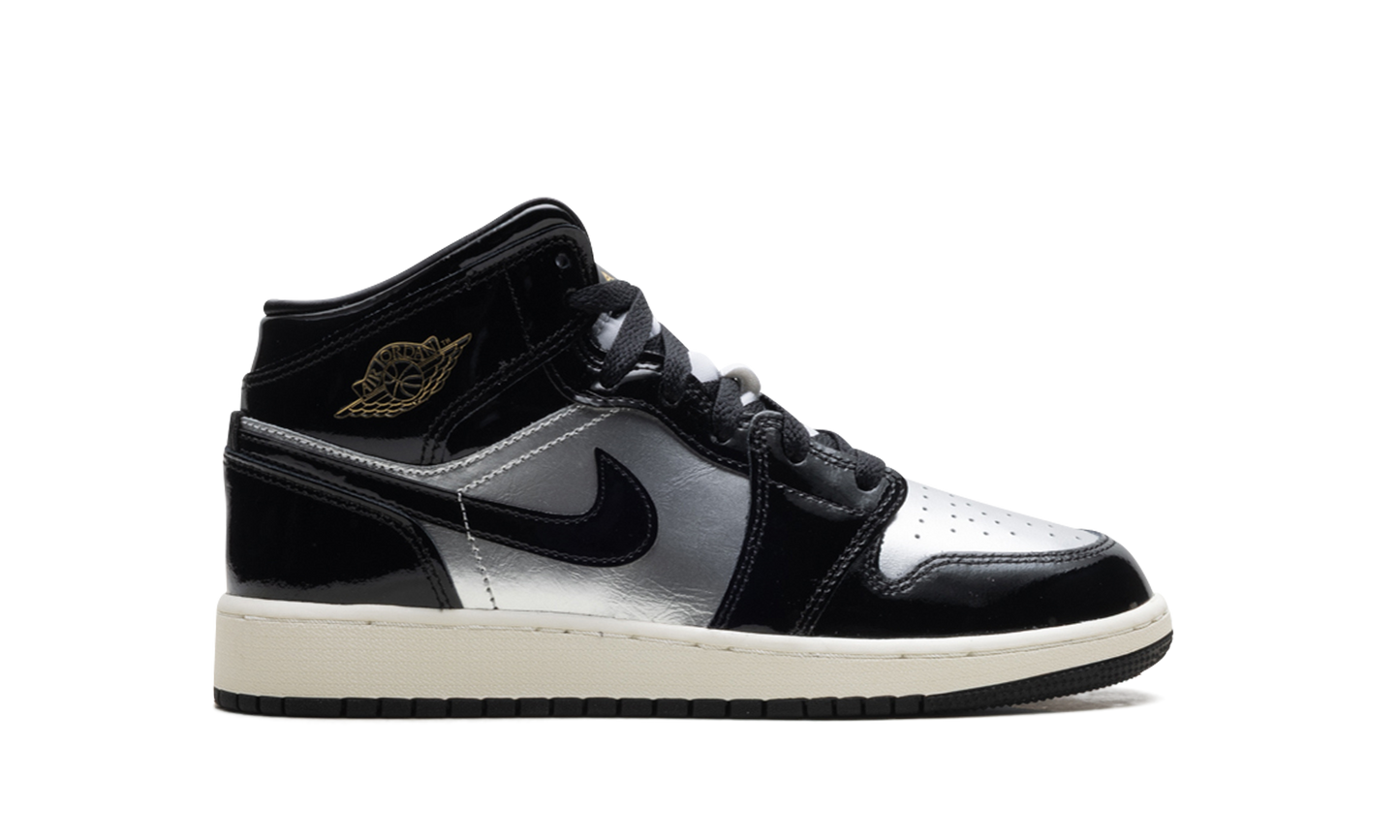 Jordan 1 Mid SE GS "Black Metallic Silver Sail Metallic Gold" FZ3938 001