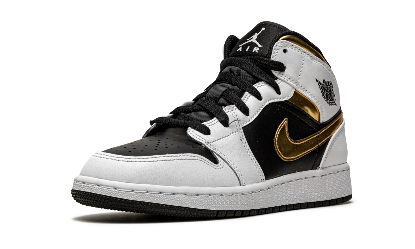 Air Jordan 1 Mid GS "White / Gold / Black" 554725 190